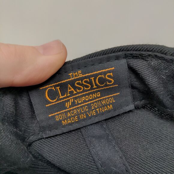 Yupoong Men's Snapback Hat Black Adjustable Blank Acrylic Wool Blend - Picture 7 of 7